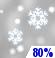 Sunday: Snow showers.  High near 18. Chance of precipitation is 80%.